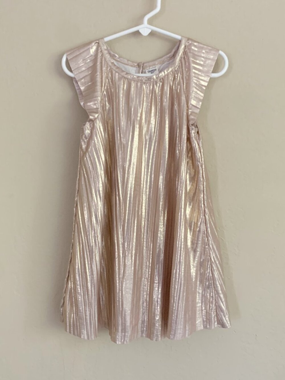 OshKosh Metallic Gold Pleated Party Dress • 3T